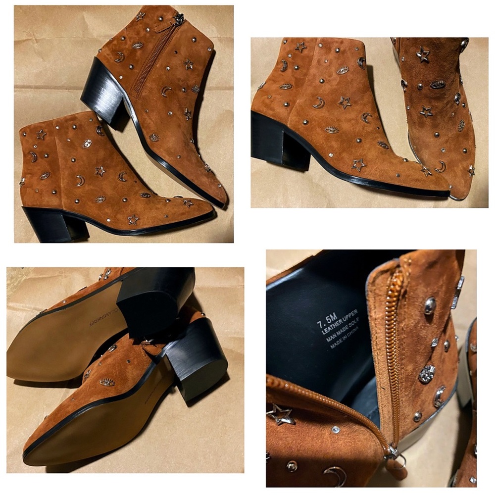 Rebecca Minkoff Lizzie Celestial Brown Suede Studded Bootie Boot - Picture 9 of 15
